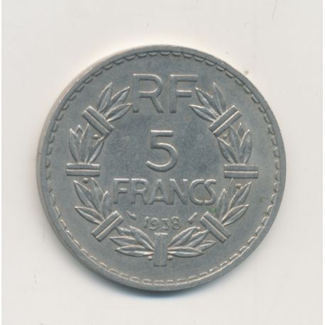 5 Francs Lavrillier - 1938 - TTB
