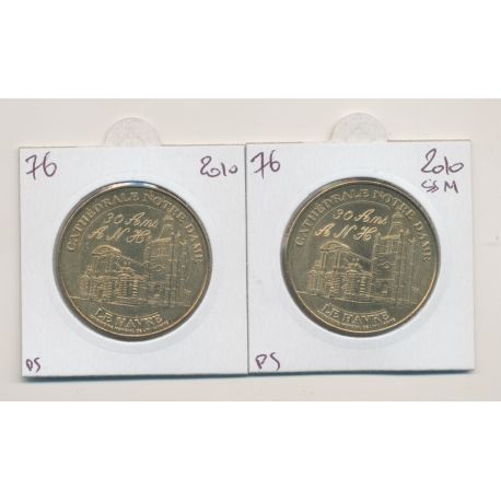 Dept76 - Lot 2 Jetons Cathédrale notre dame 2010 - Le havre - gravure 30 ans - 2 types