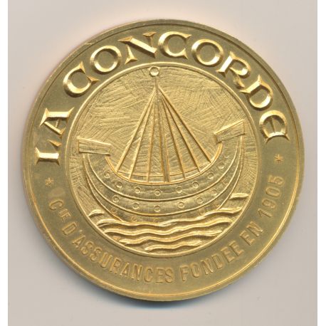Médaille - Compagnie assurance - La concorde - bronze - 68mm - SUP+