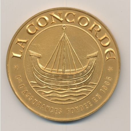 Médaille - Compagnie assurance - La concorde - bronze - 59mm - SUP