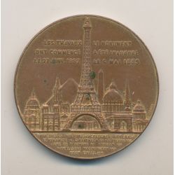 Médaille - souvenir ascension sommet de la Tour Eiffel - 1889 - bronze - 42mm - TTB
