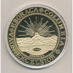 Médaille - Columbia excelsior - brasier - cuivre doré - 70mm