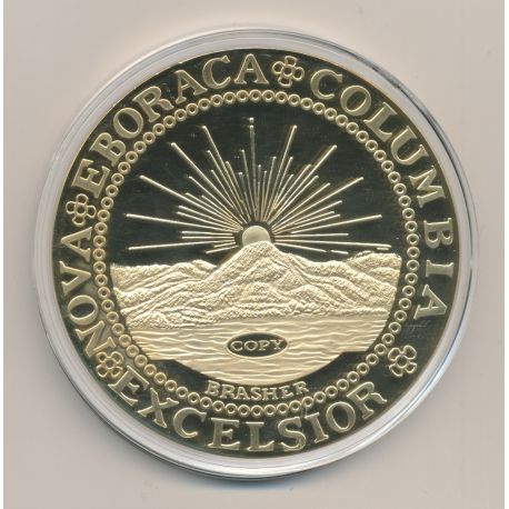 Médaille - Columbia excelsior - brasier - cuivre doré - 70mm