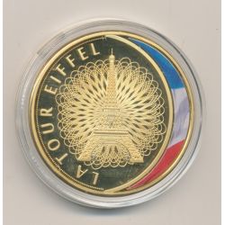 Médaille - La Tour eiffel - Les Emblèmes Français - cuivre doré et coloré - 40mm