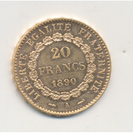 Génie - 20 Francs Or - 1890 A - SUP