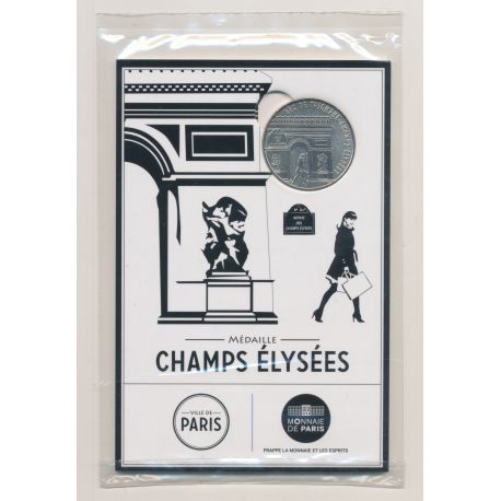 Plaquette Médaille 34mm - Champs élysées et arc de triomphe - 2016