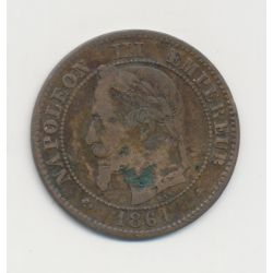2 centimes Napoléon III - 1861 A Paris - Tête laurée - TB+