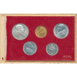 Vatican - Coffret 5 Monnaies 1950 - Or et Argent - Pi XII