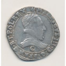 Henri III - Franc col plat - 1583 C Saint Lo - TB+