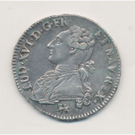 Louis XVI - 1/2 écu aux lauriers - 1791 A Paris - léopard - argent - TTB+
