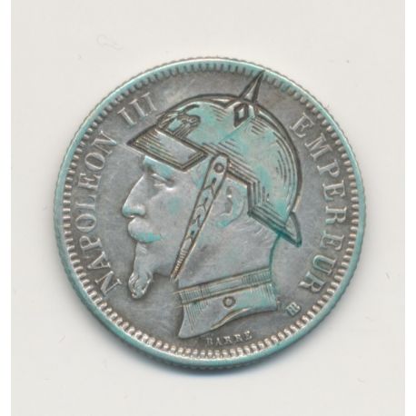 Monnaie satirique - 1 Franc Napoléon III - regravé casque à pointe - 1868 BB Strasbourg - TB+