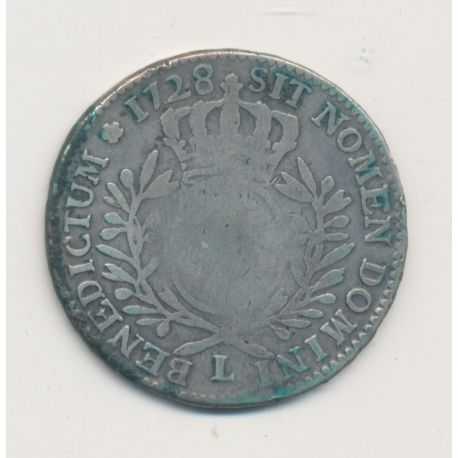 Louis XV - Écu aux branches d'olivier - 1728 L Bayonne - B
