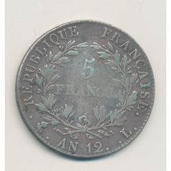 5 Francs Napoléon empereur - AN 12 L Bayonne - TB/TB+