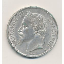5 Francs Napoléon III - 1867 BB Strasbourg - Tête laurée - TTB+