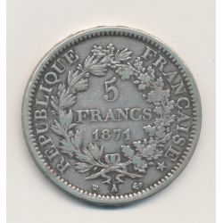 5 Francs Camélinat - 1871 A Paris - Trident - TTB/TTB+