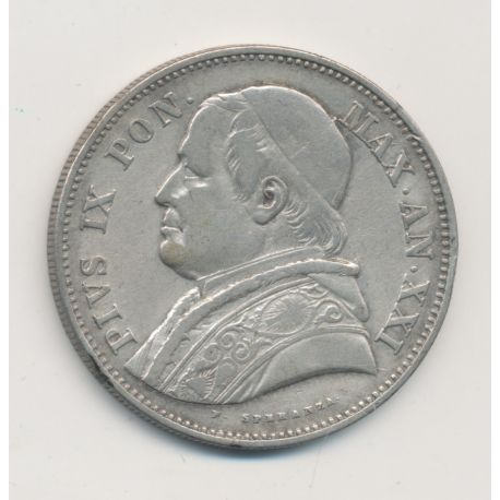 Vatican - 2 1/2 Lire 1867 R Rome - AN XXI - argent - TB+