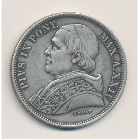 Vatican - 5 Lire 1870 R Rome - XXIV - argent - TTB