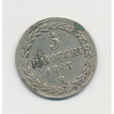 Vatican - 5 Baiocchi 1863 R Rome - Pie IX - TTB