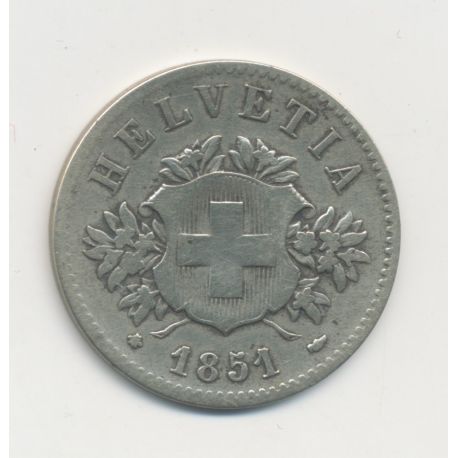 Suisse - 20 Centimes ( rappen ) - 1851 BB Strasbourg - TB+