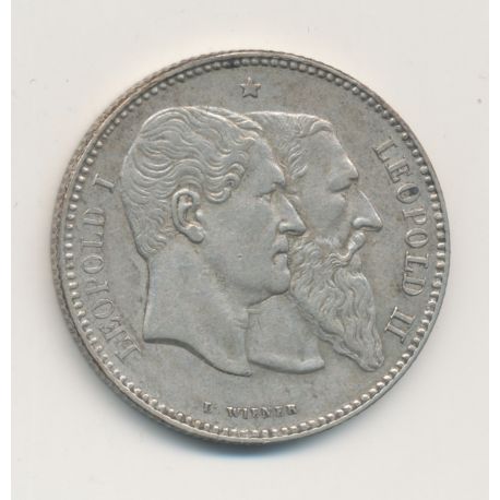 Belgique - 2 Francs 1880 - Léopold I et II - argent - TTB
