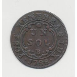 Suisse - 1 Sol 1788 B  - République de Genêve - TTB