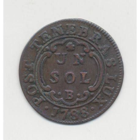 Suisse - 1 Sol 1788 B  - République de Genêve - TTB