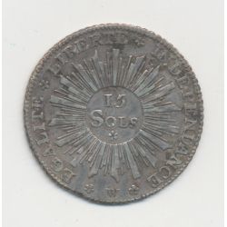 Suisse - 15 Sol 1794 - République de Genêve - argent - TB+/TTB