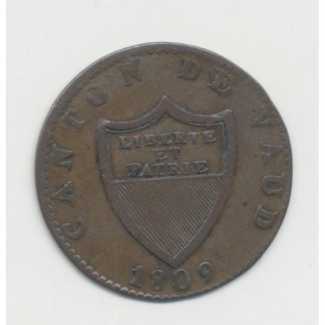 Suisse - 2 1/2 Rappen 1809 - Canton de Vaud - billon - TTB
