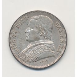 Vatican - 20 Baiocchi 1865 R Rome - argent - TTB+