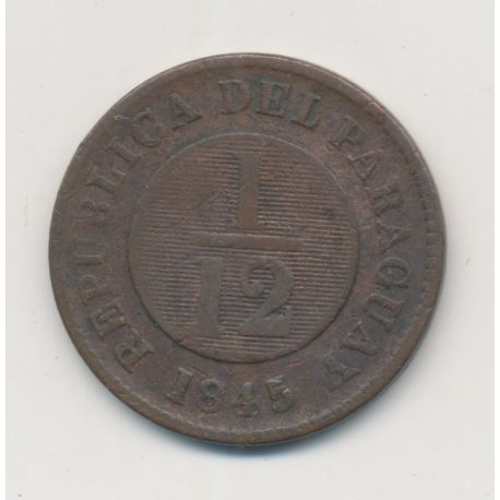 Paraguay - 1/12 Real lion - 1845 Asuncion - cuivre - TB