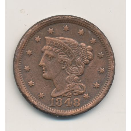 Etats-Unis - 1 Cent 1848 - cuivre - TTB+