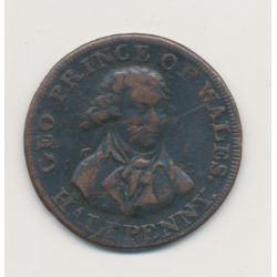 Angleterre - 1/2 Penny Token - Middlesex - Prince de galles - TB+