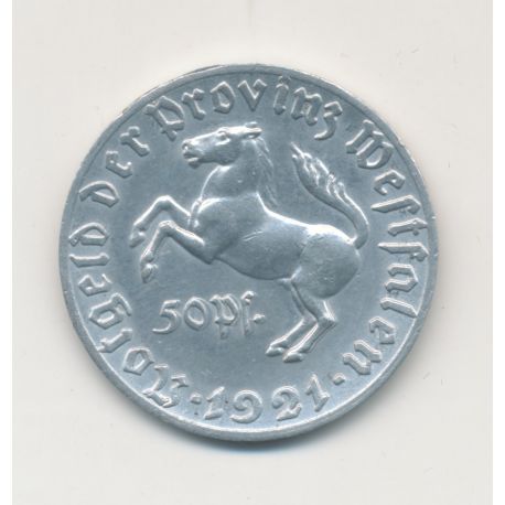 Allemagne - 50 Pfennig 1921 - Province Westphalie - alu - SUP