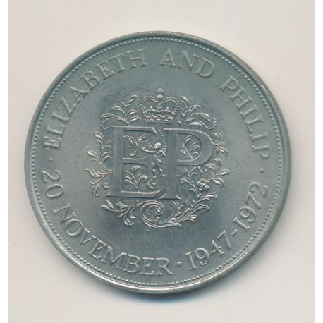 Angleterre - 1 Crown 1972 - 25e anniversaire mariage - Elisabeth II - nickel - SUP