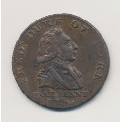 Angleterre - 1/2 Penny Londres - Lancaster 1792 - cuivre - TTB