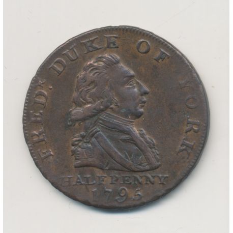 Angleterre - 1/2 Penny Londres - Lancaster 1792 - cuivre - TTB
