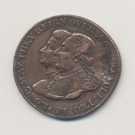 Angleterre - 1/2 Penny Middlesex - guard and glory - cuivre - TB