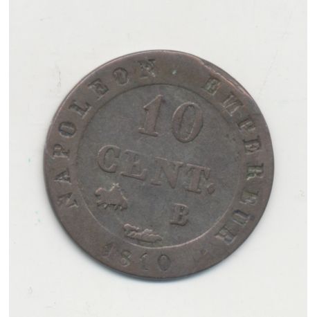 10 Centimes à l'N couronné - 1810 B Rouen - billon - TB