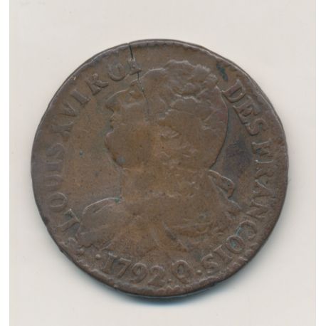 Louis XVI - 2 Sols François - 1792 Q Perpignan - B/TB