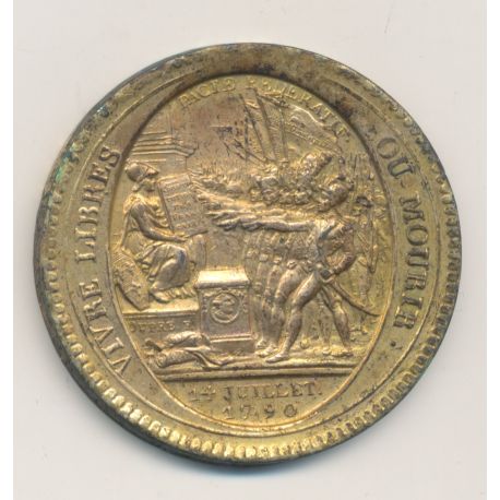Monneron 5 Sols au pacte fédératif - 1792 - AN 4 - bronze doré - TTB