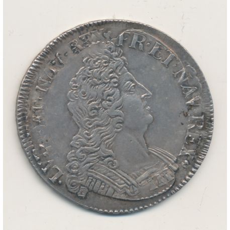 Louis XIV - Écu aux insignes - 1702 E Tours - réformé - TTB+/SUP