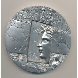 Médaille - Ministère de la coopération - bronze argenté - 95mm - 597g 