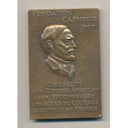 Plaquette - Fondation Carnegie 1909 - aux héros de la civilisation - bronze - TTB