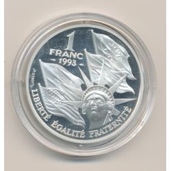 1 Franc - 50e anniversaire du débarquement allié - 1993 - argent belle épreuve