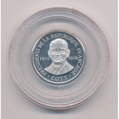 Médaille - René Coty - Présidents de la République Française - 21mm - argent - FDC