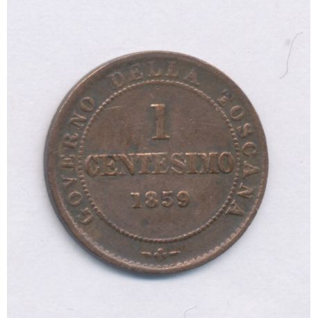 Italie - 1 centesimo - 1859 Birmingham - Vittorio Emmanuel - Toscane - cuivre - TTB