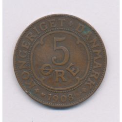 Danemark - 5 Ore 1908 - Frédérik VIII - bronze - TTB