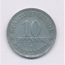 Allemagne - 10 Pfennig 1917 - Ville de Pforzheim - Notgeld - zinc - TTB