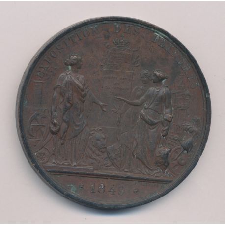 Médaille - Exposition des Flandres - 1849 - Léopold 1er - cuivre - TTB