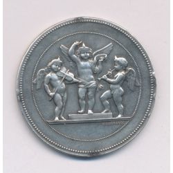 Médaille - 3 anges qui font de la musique - argent 22g - gravure 1900 - TTB
